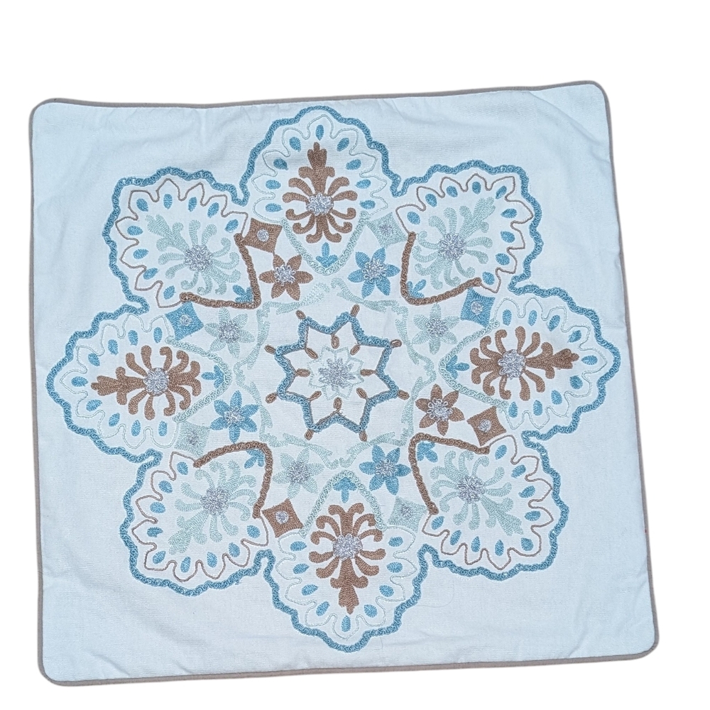 Pier 1 pillow case embroidered boho Bohemian chic hippie cotton throw pillow